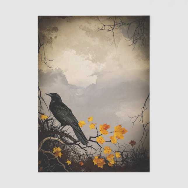 Raven Halloween Decoupage Tissue Paper (Front)