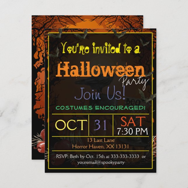 Raven Halloween Party Invitation (Front/Back)