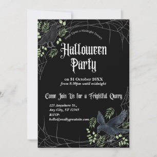 Raven Halloween Party Invitation in Black