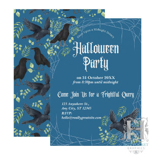 Raven Halloween Party Invitation in Blue