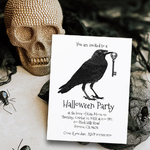 Raven Halloween Party Invitation Postcard