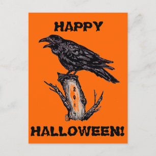 Raven Halloween Postcard, date can be changed Postcard