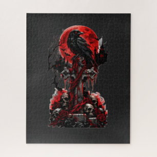 Raven & Haunted Graveyard Jigsaw Puzzle