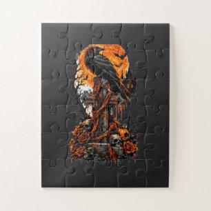 Raven & Haunted Graveyard Jigsaw Puzzle