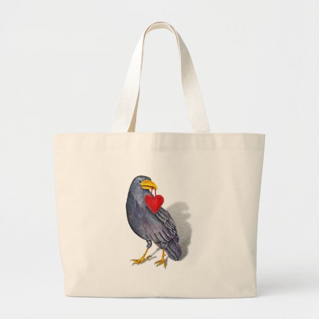 Raven Heart Large Tote Bag (Front)