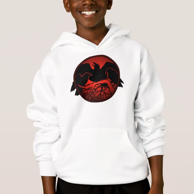 Raven Hoodie Kid's Raven / Crow Art Sweatshirts (Front)