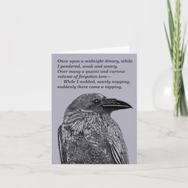 Raven Illustration & Poem Get Together Card (Front)