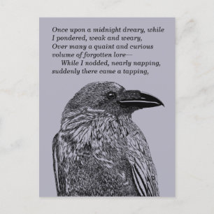 Raven Illustration & Poem Get Together Postcard