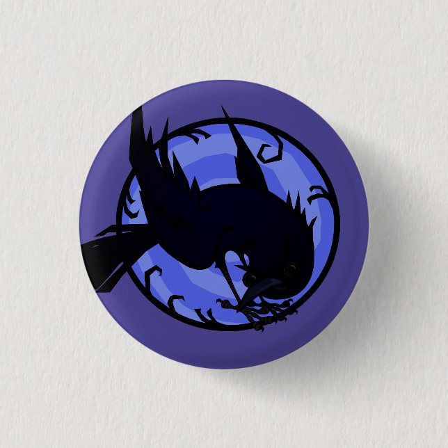 RAVEN ILLUSTRATION ROUND BUTTON (Front)