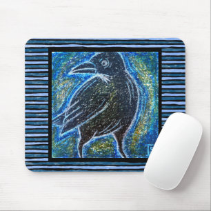Raven in Oil Pastel Mouse Mat