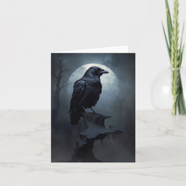 raven in the dark night holiday card (Front)