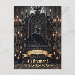 Raven King on Throne Retirement with Custom Name Postcard