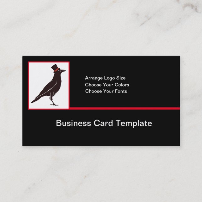 Raven Logo - Black Bird Crow Logo  Business Card (Front)