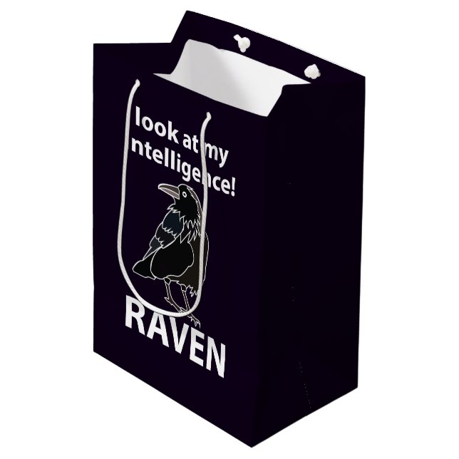 Raven Look At My Intelligence Raven Medium Gift Bag (Front Angled)