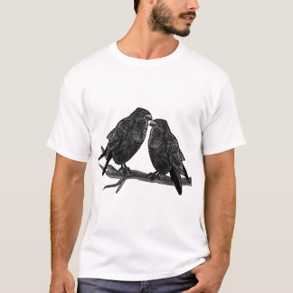 Raven love crow bird on branch family art T-Shirt