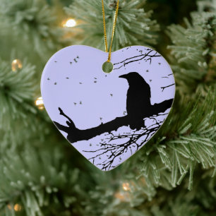 Raven Love Forever Cracked Heart Ceramic Tree Decoration