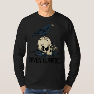 Raven Lunatic Fun Bird Skull Goth Gothic Halloween T-Shirt