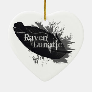 Raven Lunatic Fun Quote for Raven Bird Lovers Ceramic Tree Decoration