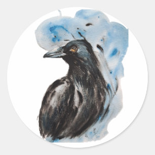 Raven Magic Harmony Totem Harmony Watercolor Mysti Classic Round Sticker