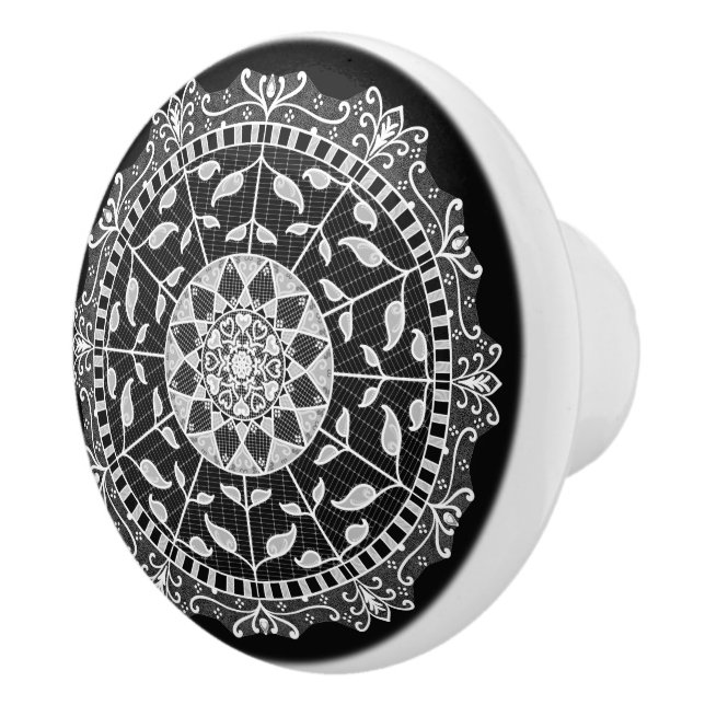 Raven Mandala Ceramic Knob (Right)