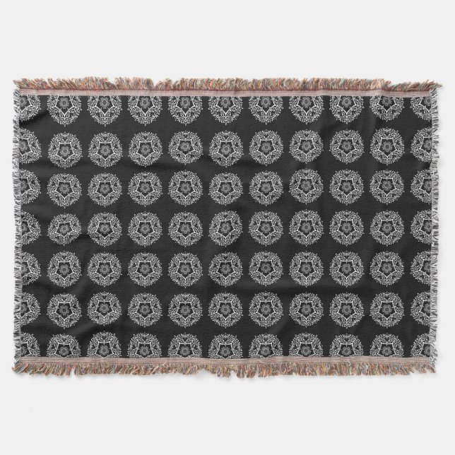 Raven Mandala Throw Blanket (Front)
