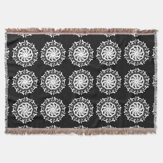 Raven Mandala Throw Blanket (Front)
