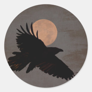 RAVEN MOON CLASSIC ROUND STICKER
