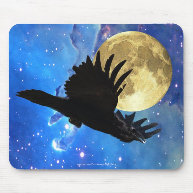 Raven, Moon & Outer Space Mousepad (Front)