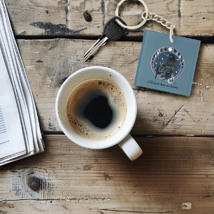Raven Moon Phases Stars Blue Key Ring