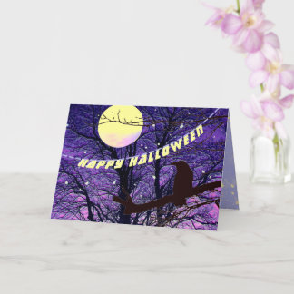 Raven, Moon, Sun, Stars Happy Halloween Card
