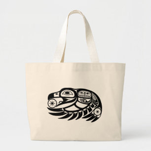 Raven Native American Design Large Tote Bag