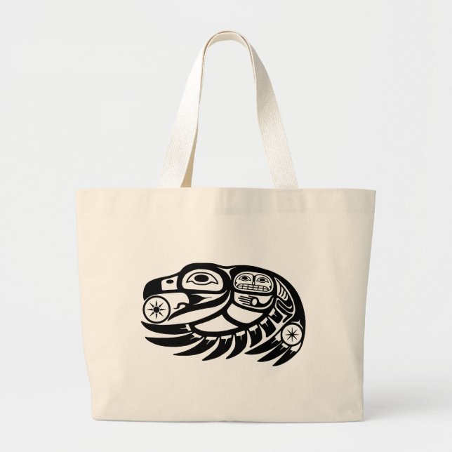 Raven Native American Design Large Tote Bag (Front)