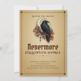 Raven Nevermore Gothic Halloween Party Invite