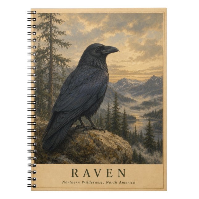 Raven Northern Wilderness VINTAGE Notebook (Front)