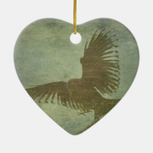 Raven of Poe's Poetry Ceramic Tree Decoration