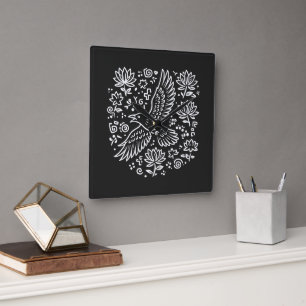 Raven of Transformation Square Wall Clock