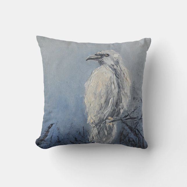 Raven Oil Painting Symbol Wisdom Mystery Meditatio Cushion (Front)