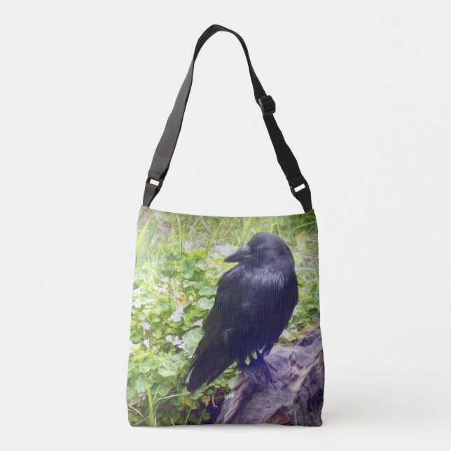 Raven on Driftwood Crossbody Bag (Back)
