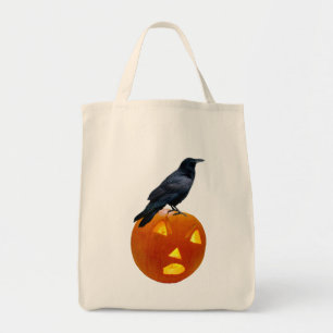 Raven on Jack-o-Lantern Tote Bag