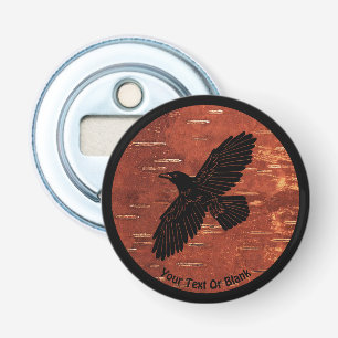 Raven On On Inner Birch Bark Bottle Opener