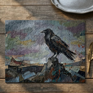 Raven on Peak – Impasto Corvid Dark Gothic Jigsaw Puzzle