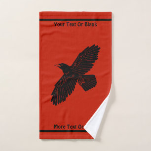 Raven On Red Bath Towel Set