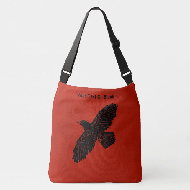 Raven On Red Crossbody Bag (Front)