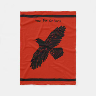 Raven On Red Fleece Blanket