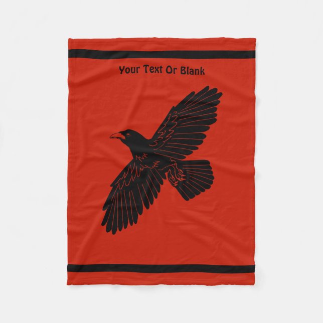 Raven On Red Fleece Blanket (Front)