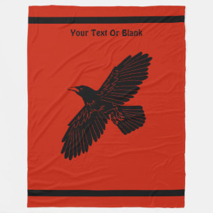 Raven On Red Fleece Blanket