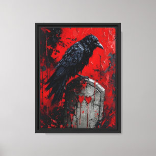 Raven on Red Gravestone Canvas Print