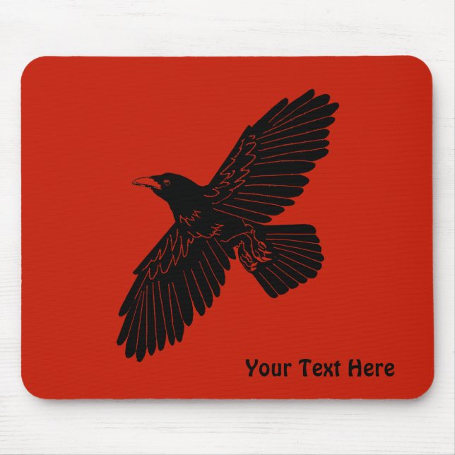 Raven On Red Mouse Mat (Front)