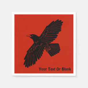 Raven On Red Napkin