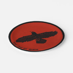 Raven On Red Paper Plate